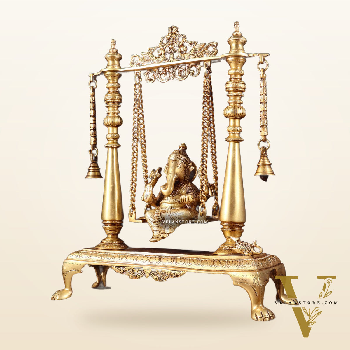 Pure Brass Lord Ganesha on Swing | Superfine Quality | 16 Inch