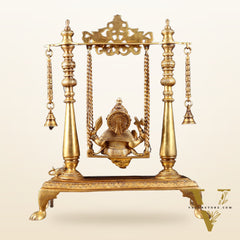 Pure Brass Lord Ganesha on Swing | Superfine Quality | 16 Inch