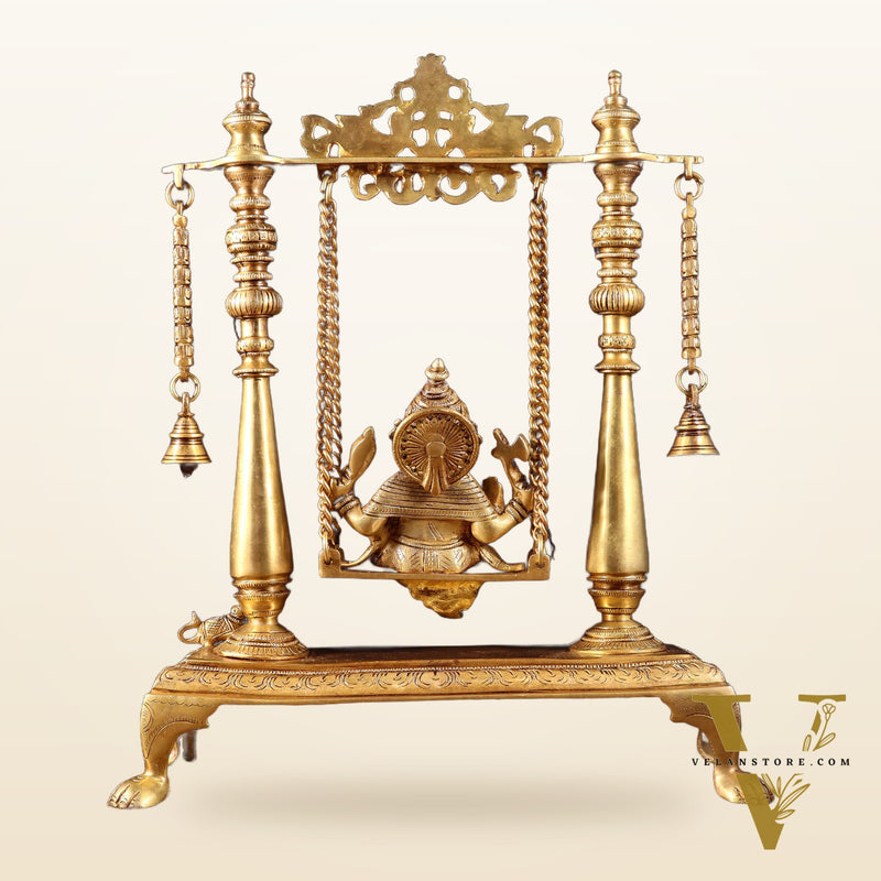 Pure Brass Lord Ganesha on Swing | Superfine Quality | 16 Inch