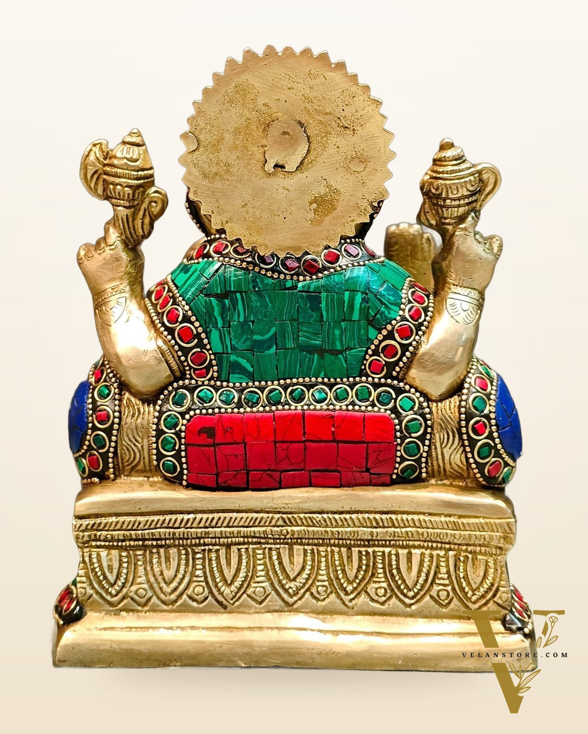 Pure Brass Lord Ganesha on throne statue 7.5"