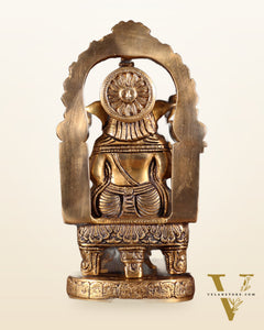 Pure Brass Lord Ganesha Seated on a Throne Statue 10"