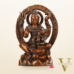 Pure Brass Lord Ganesha Seated on Lord Shiva's Lap Statue - 12-Inch