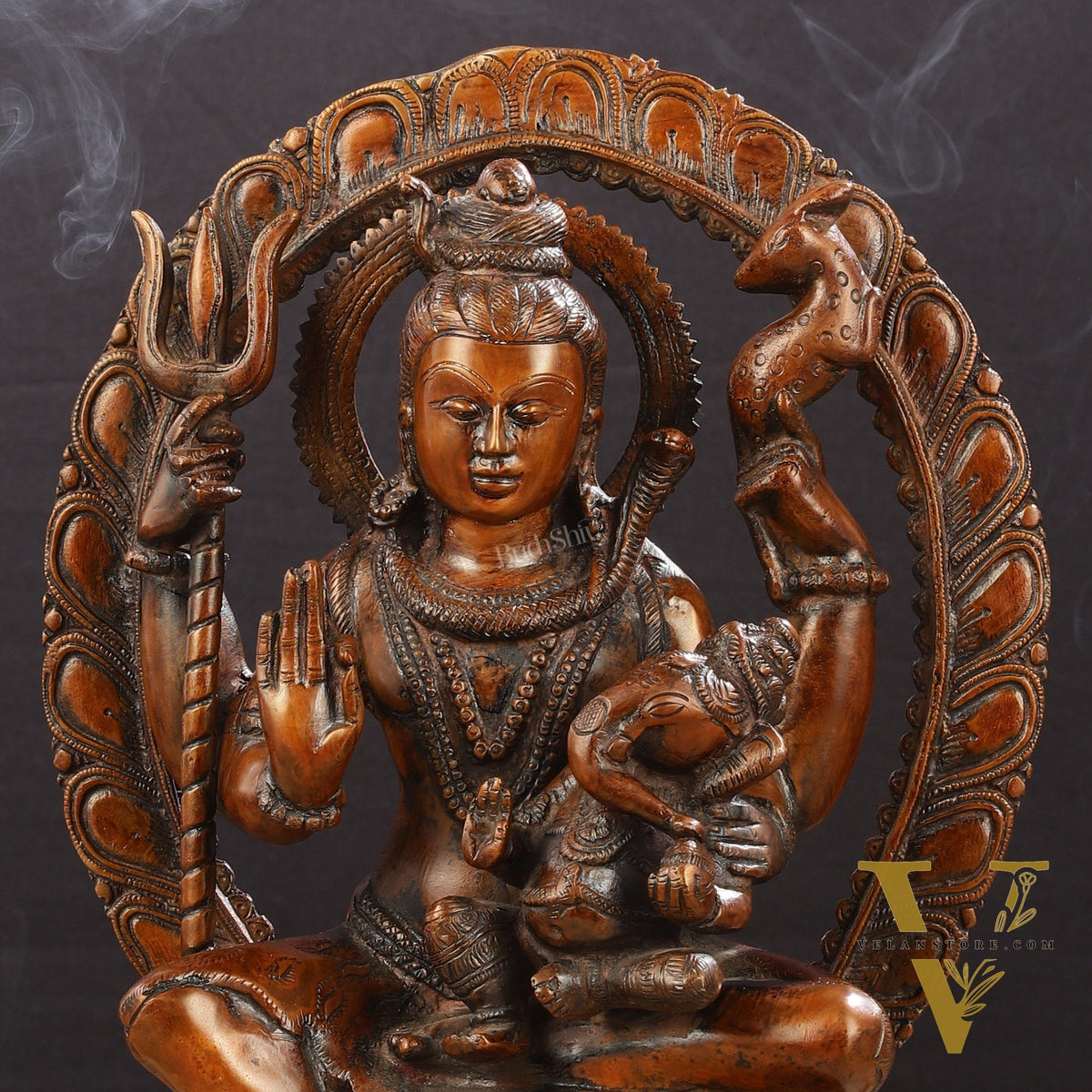 Pure Brass Lord Ganesha Seated on Lord Shiva's Lap Statue - 12-Inch