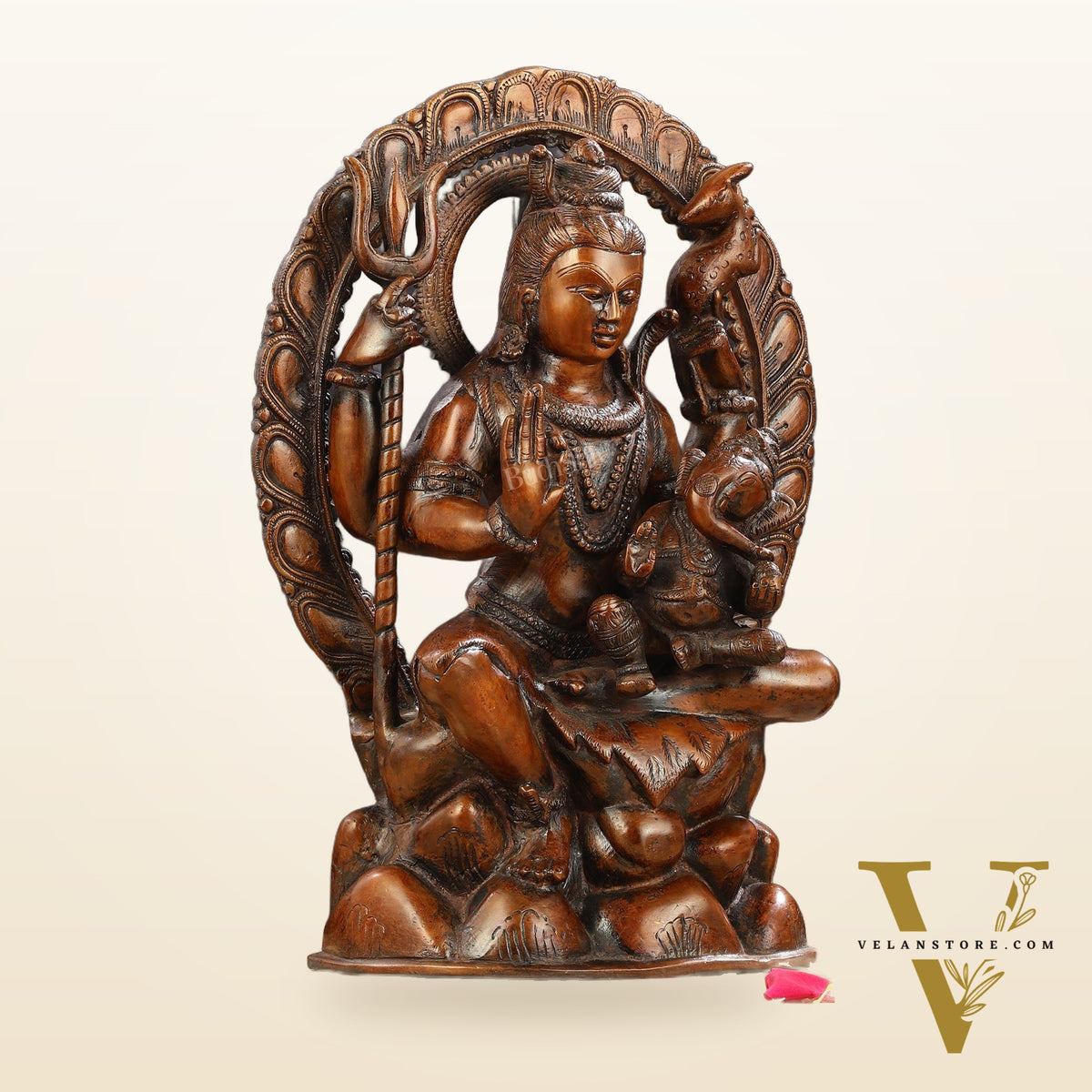 Pure Brass Lord Ganesha Seated on Lord Shiva's Lap Statue - 12-Inch