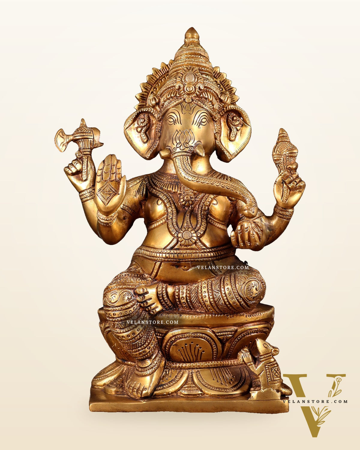 Pure Brass Lord Ganesha Statue – 12 Inch | Handcrafted Idol