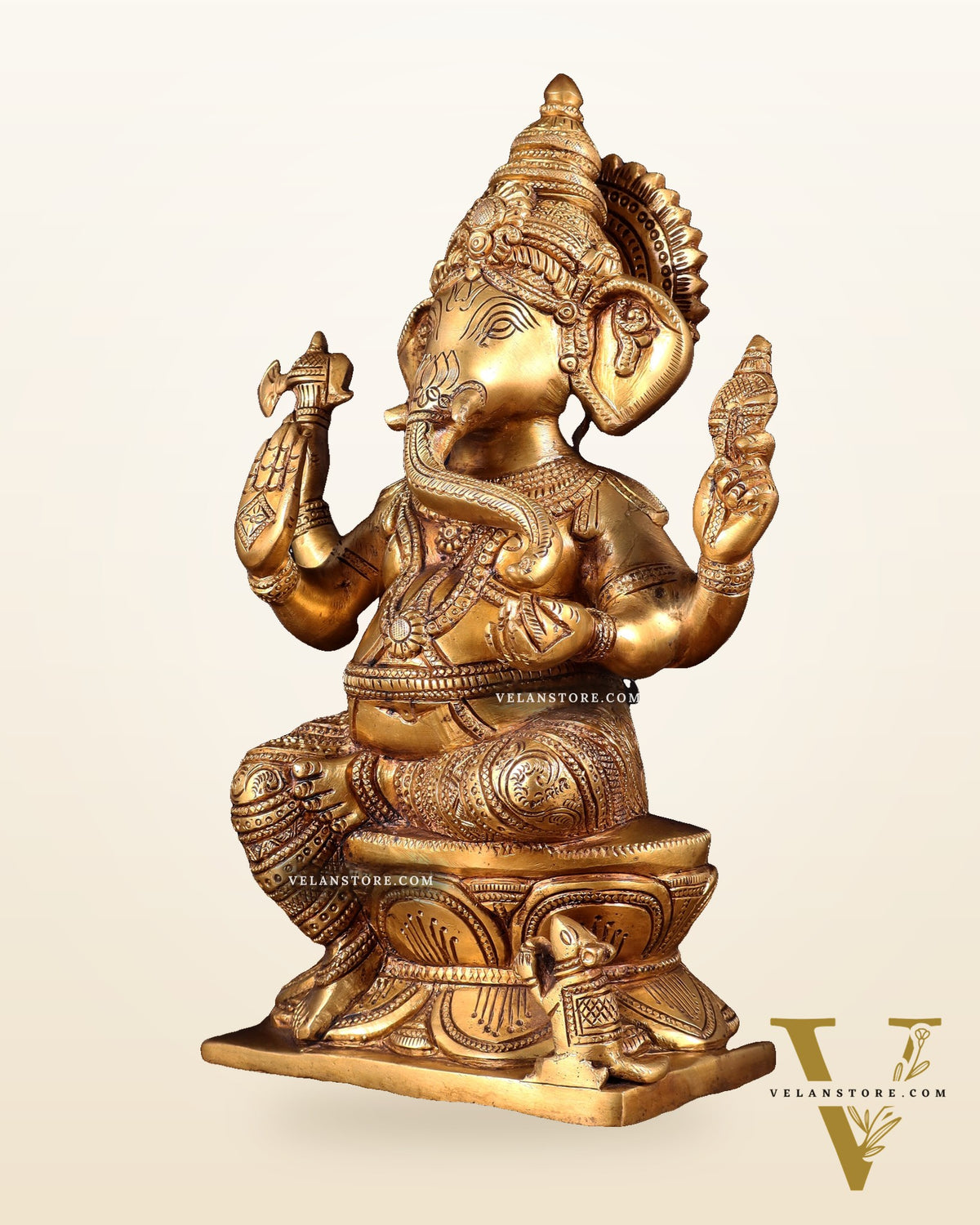 Pure Brass Lord Ganesha Statue – 12 Inch | Handcrafted Idol
