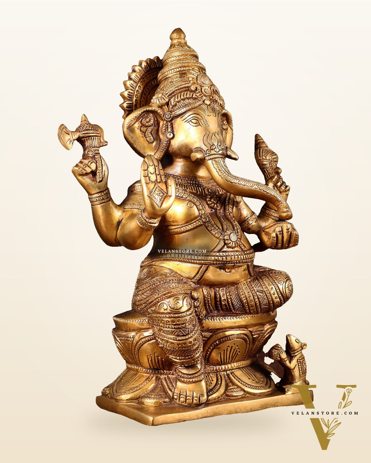 Pure Brass Lord Ganesha Statue – 12 Inch | Handcrafted Idol