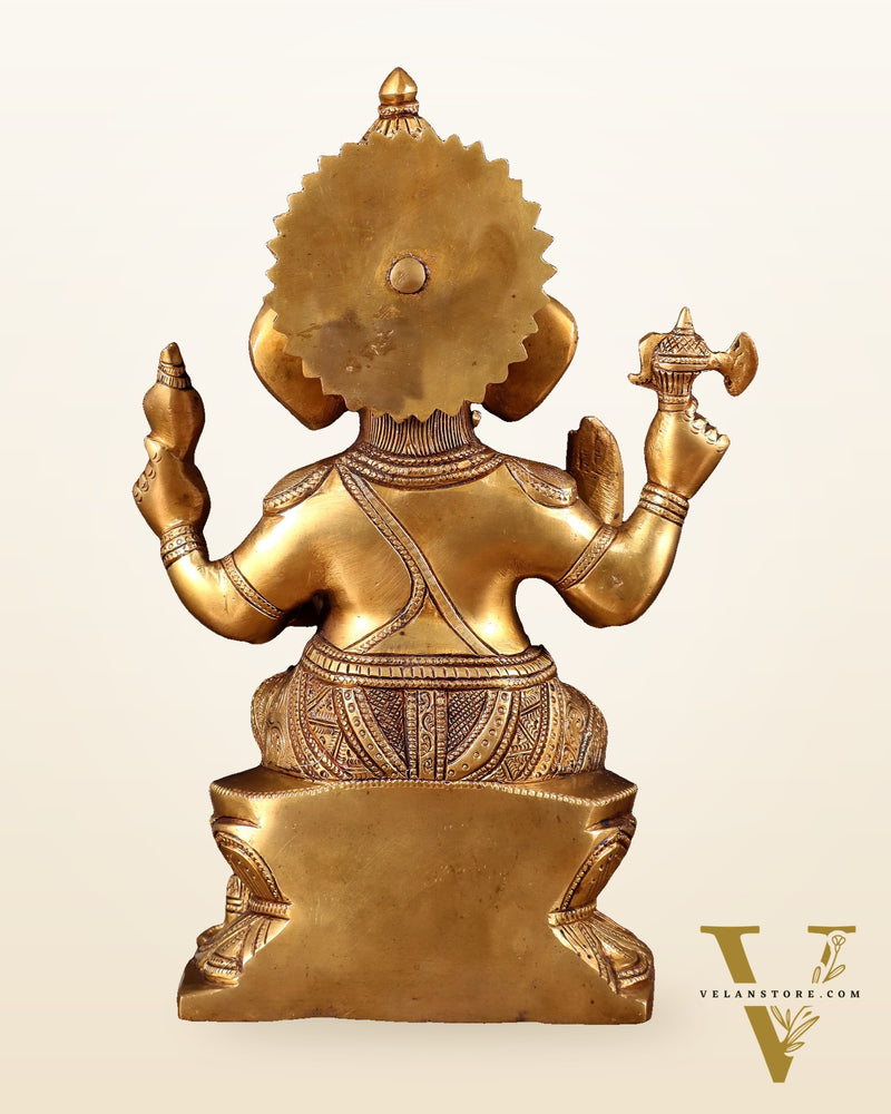 Pure Brass Lord Ganesha Statue – 12 Inch | Handcrafted Idol