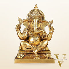 Pure Brass Lord Ganesha Statue 12"