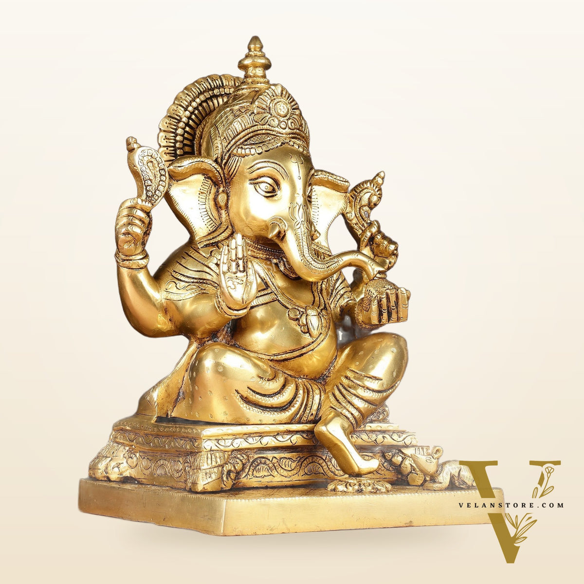Pure Brass Lord Ganesha Statue 12"