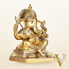 Pure Brass Lord Ganesha Statue 12"