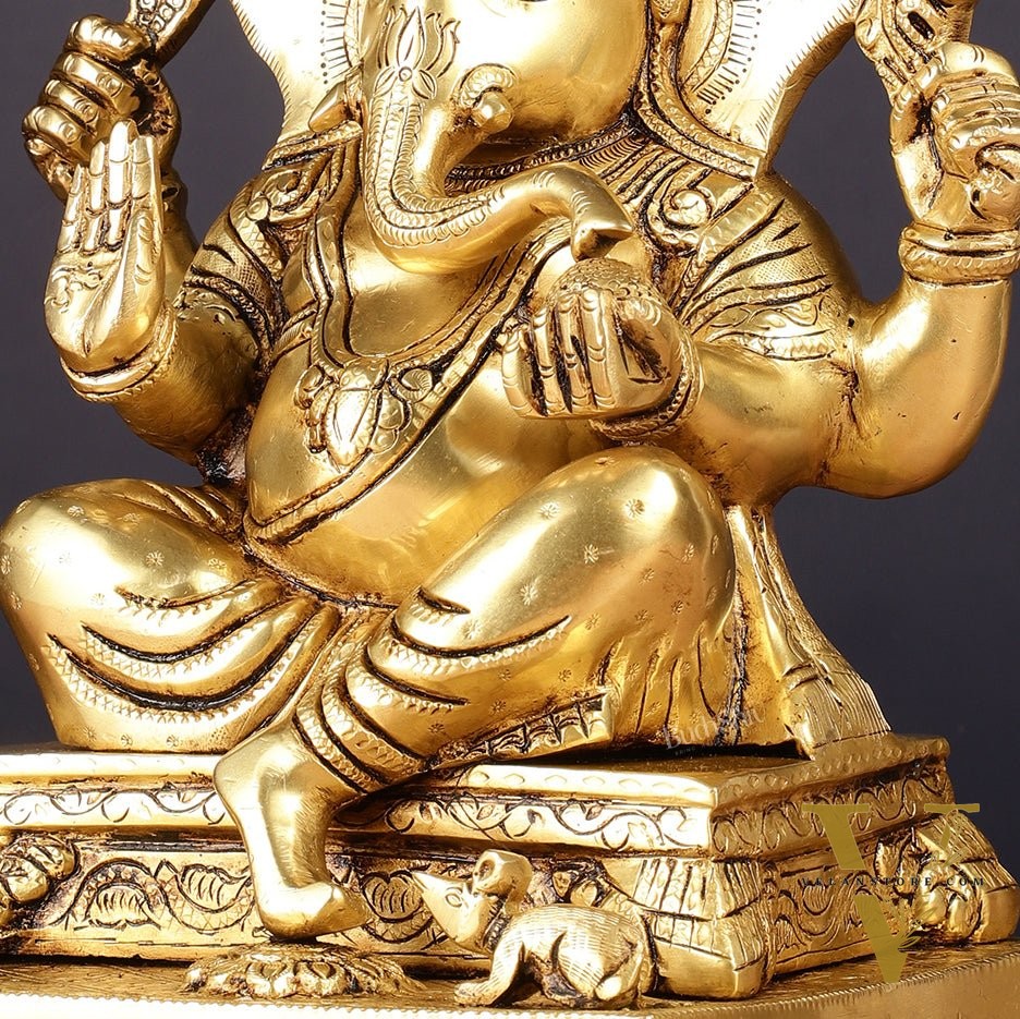 Pure Brass Lord Ganesha Statue 12"