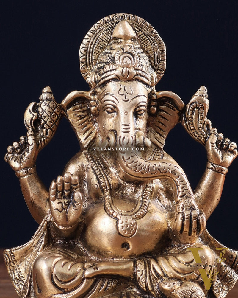 Pure Brass Lord Ganesha statue 6"