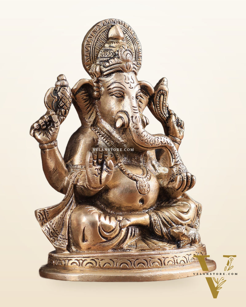 Pure Brass Lord Ganesha statue 6"