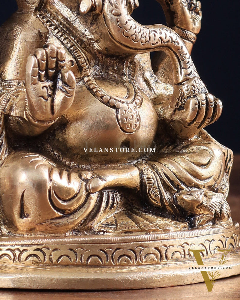 Pure Brass Lord Ganesha statue 6"