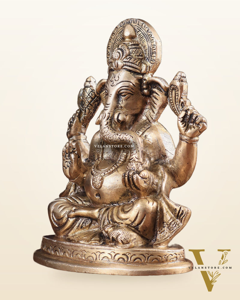Pure Brass Lord Ganesha statue 6"