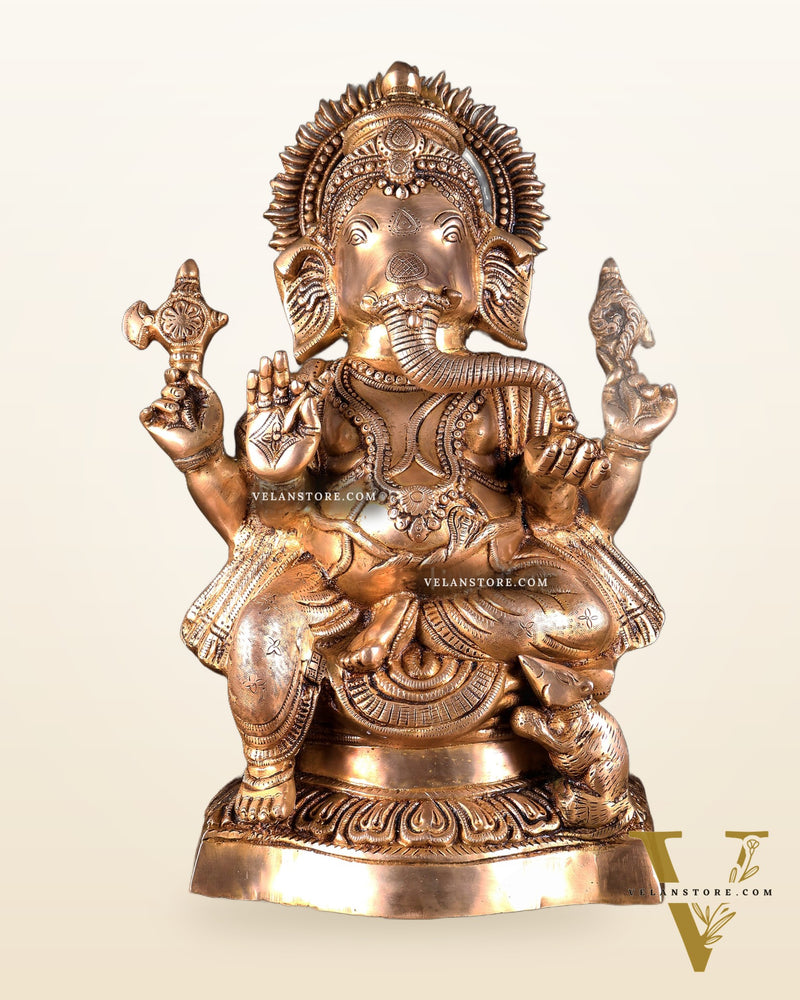 Pure Brass Lord Ganesha Statue – Ideal for House or Office Entrance 18 inch