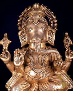 Pure Brass Lord Ganesha Statue – Ideal for House or Office Entrance 18 inch