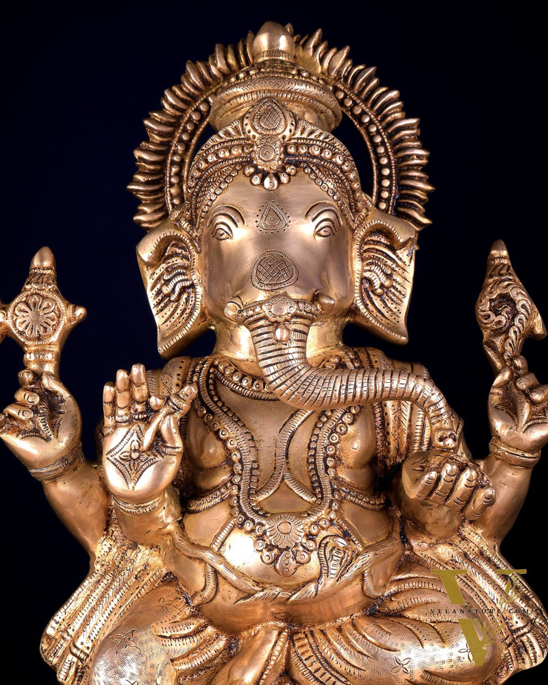 Pure Brass Lord Ganesha Statue – Ideal for House or Office Entrance 18 inch