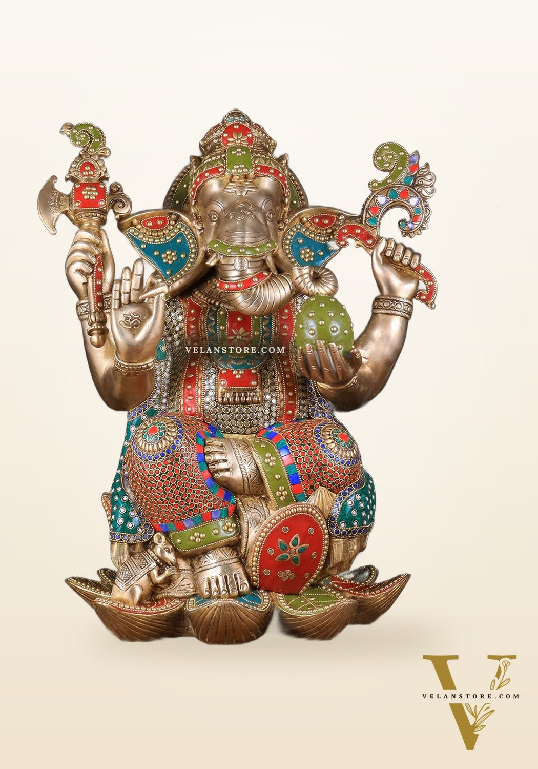 Pure Brass Lord Ganesha Statue - Kamalasana, 22" Height