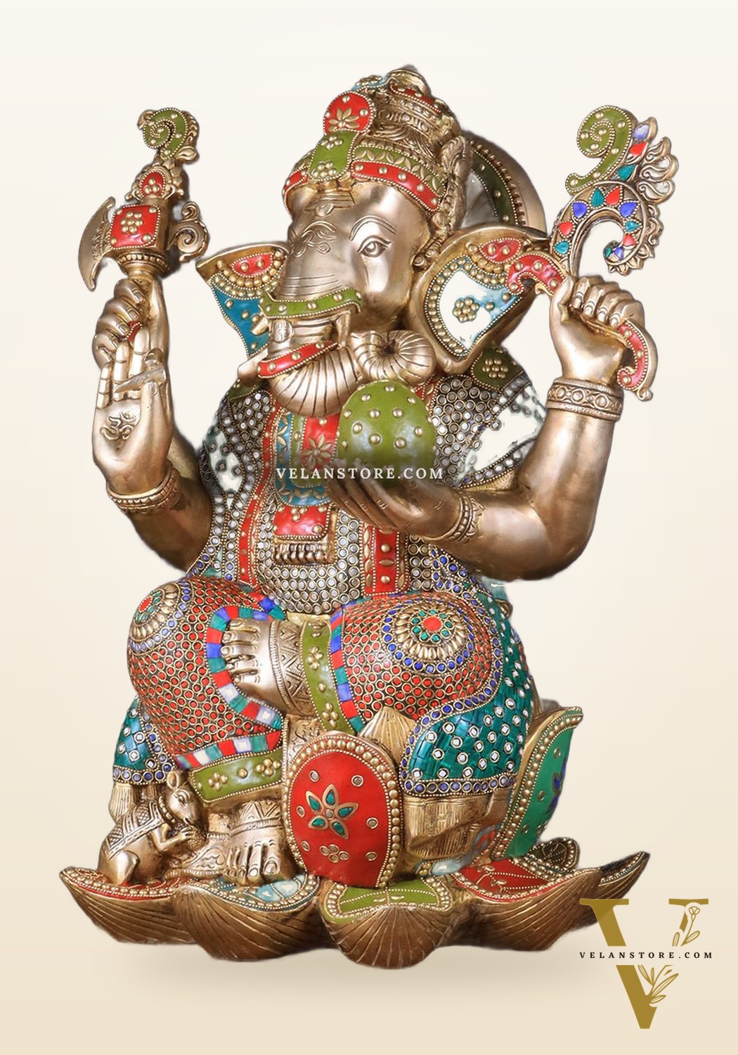 Pure Brass Lord Ganesha Statue - Kamalasana, 22" Height