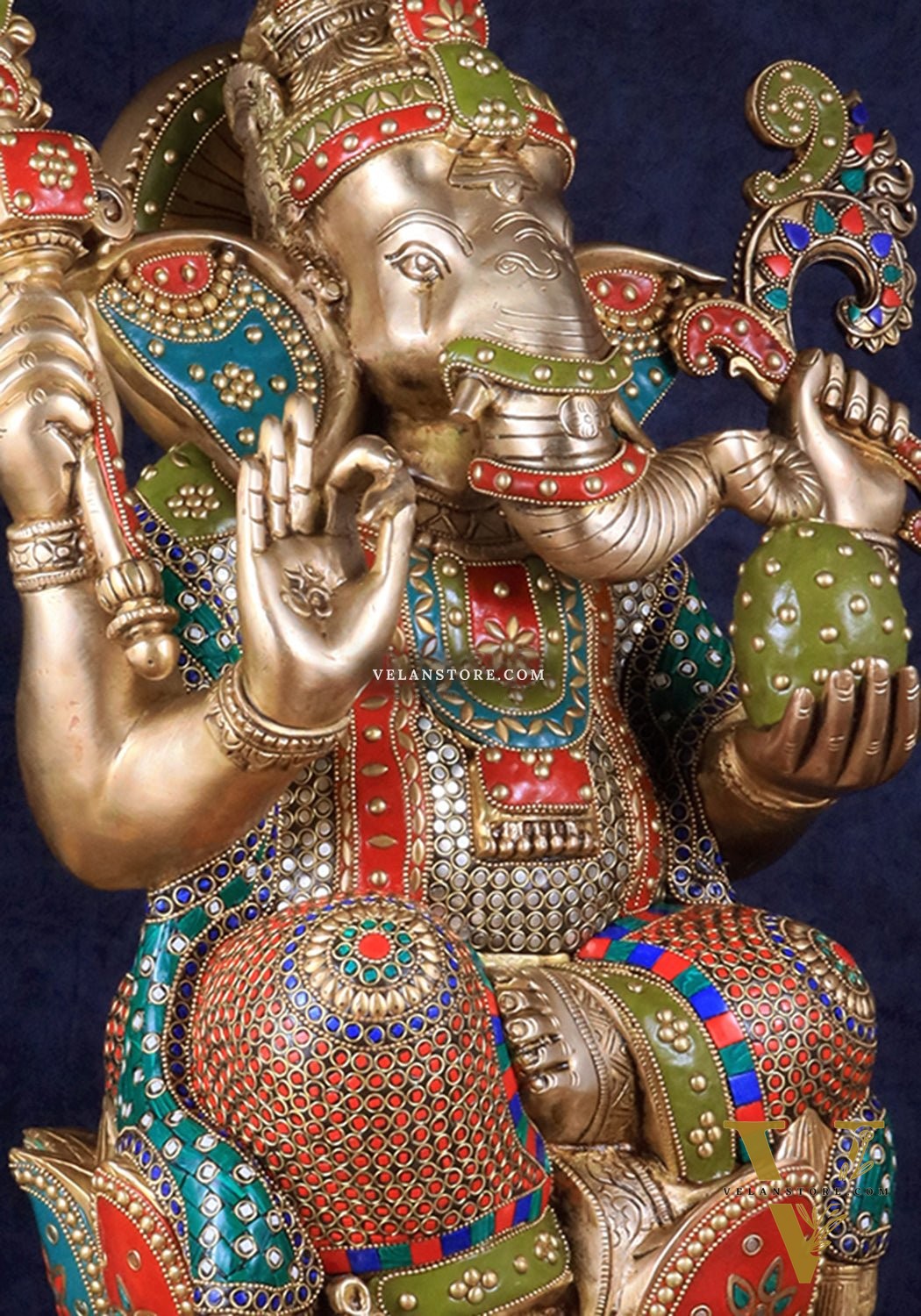Pure Brass Lord Ganesha Statue - Kamalasana, 22" Height