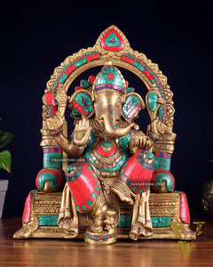 Pure Brass Lord Ganesha Statue multicolour  - 17"