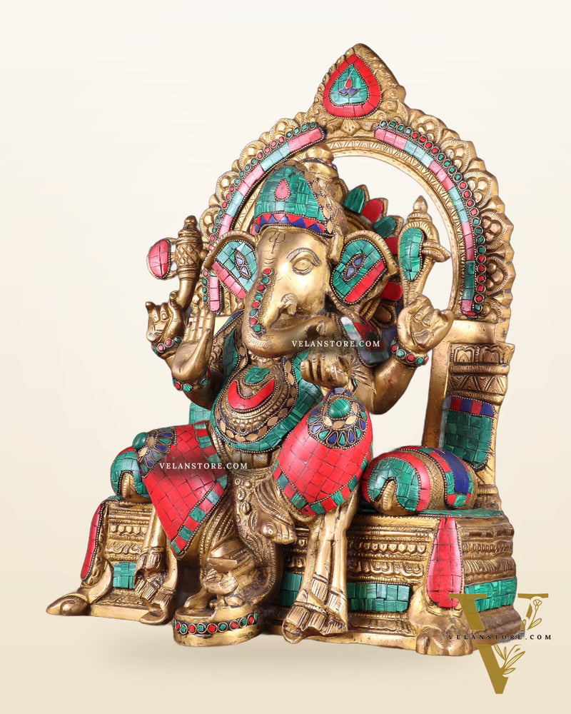 Pure Brass Lord Ganesha Statue multicolour  - 17"