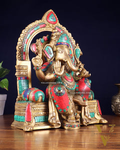 Pure Brass Lord Ganesha Statue multicolour  - 17"