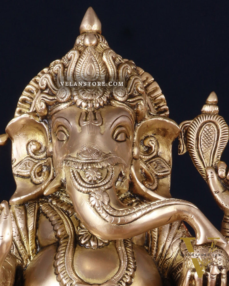 Pure Brass Lord Ganesha Statue – Unique Design, 15 Inch