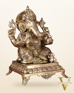 Pure Brass Lord Ganesha Statue – Unique Design, 15 Inch