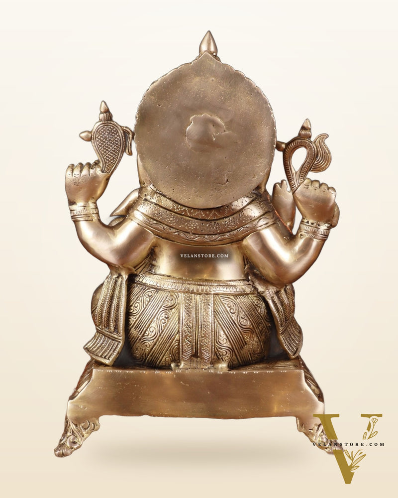 Pure Brass Lord Ganesha Statue – Unique Design, 15 Inch