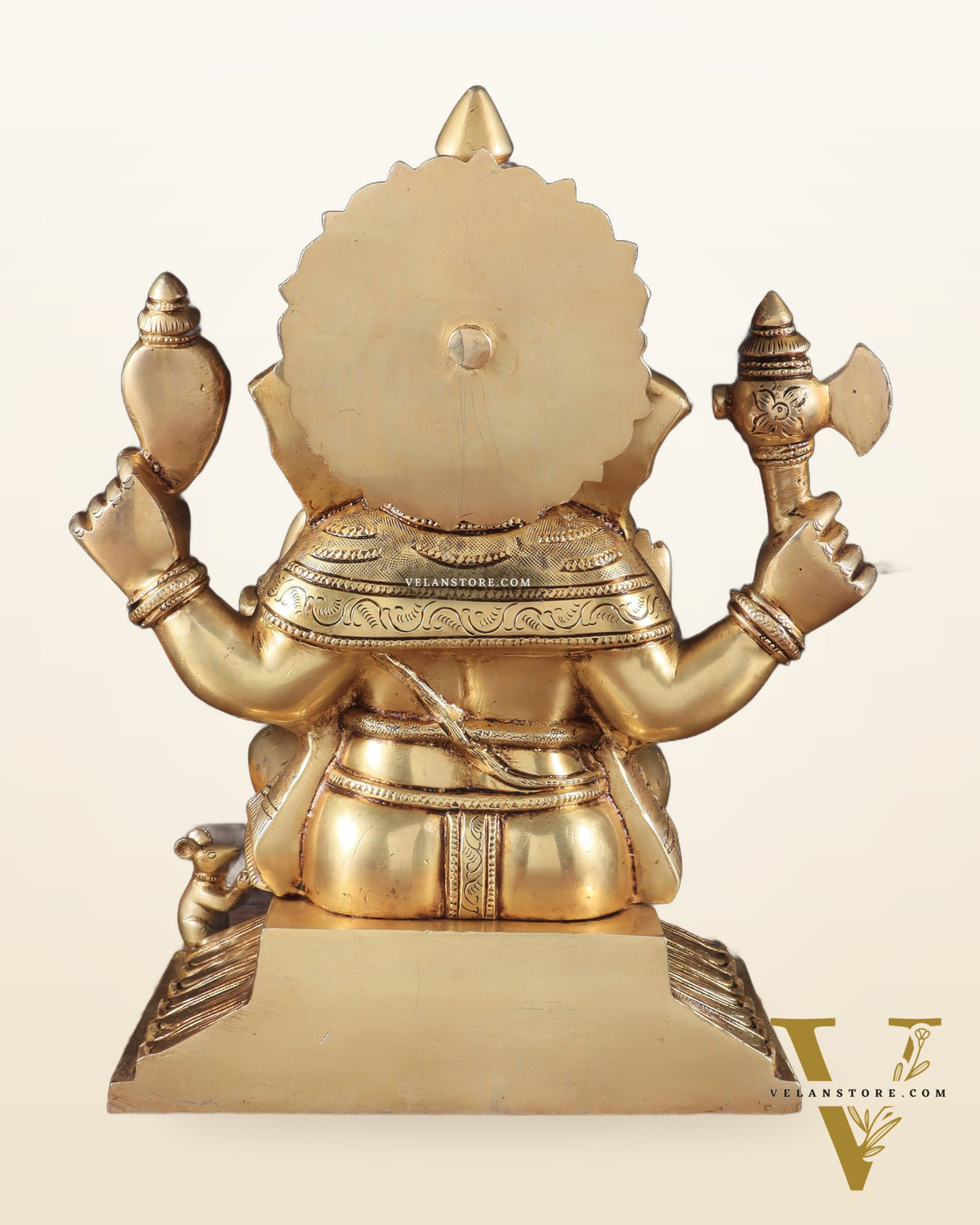 Pure Brass Lord Ganesha Unique Statue with Fine Carvings 11.5"