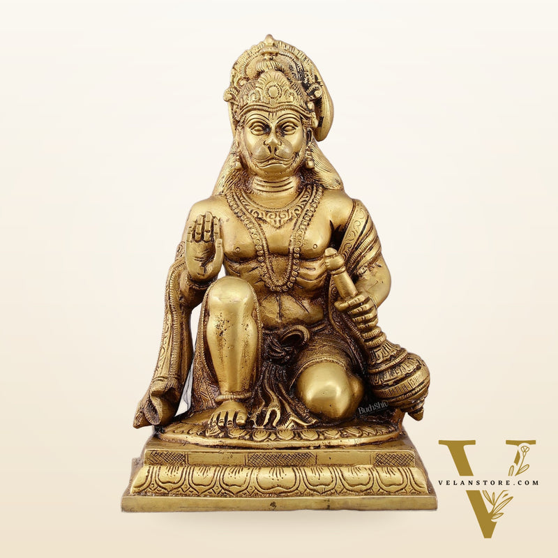 Pure Brass Lord Hanuman Aashirwaad Idol 10"