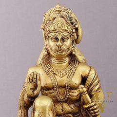 Pure Brass Lord Hanuman Aashirwaad Idol 10"