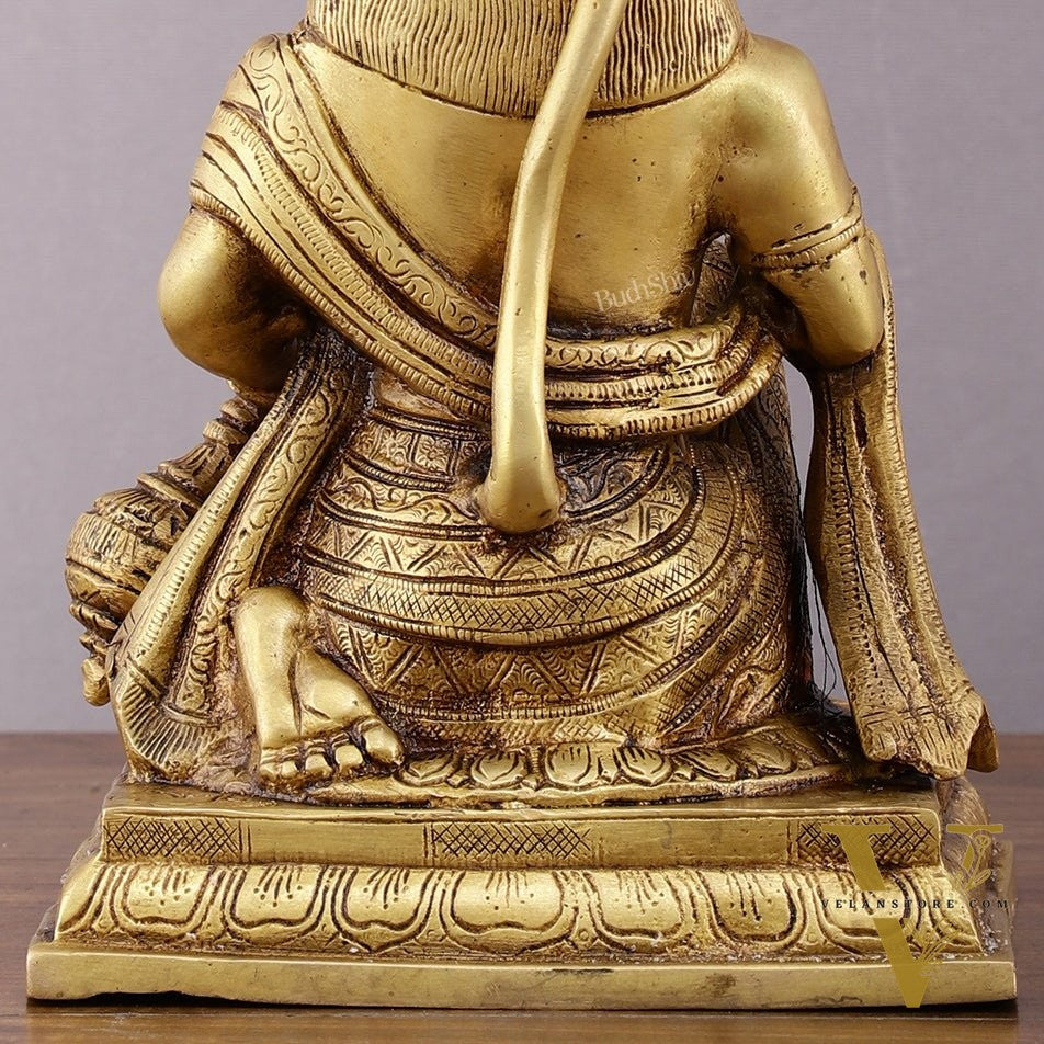 Pure Brass Lord Hanuman Aashirwaad Idol 10"