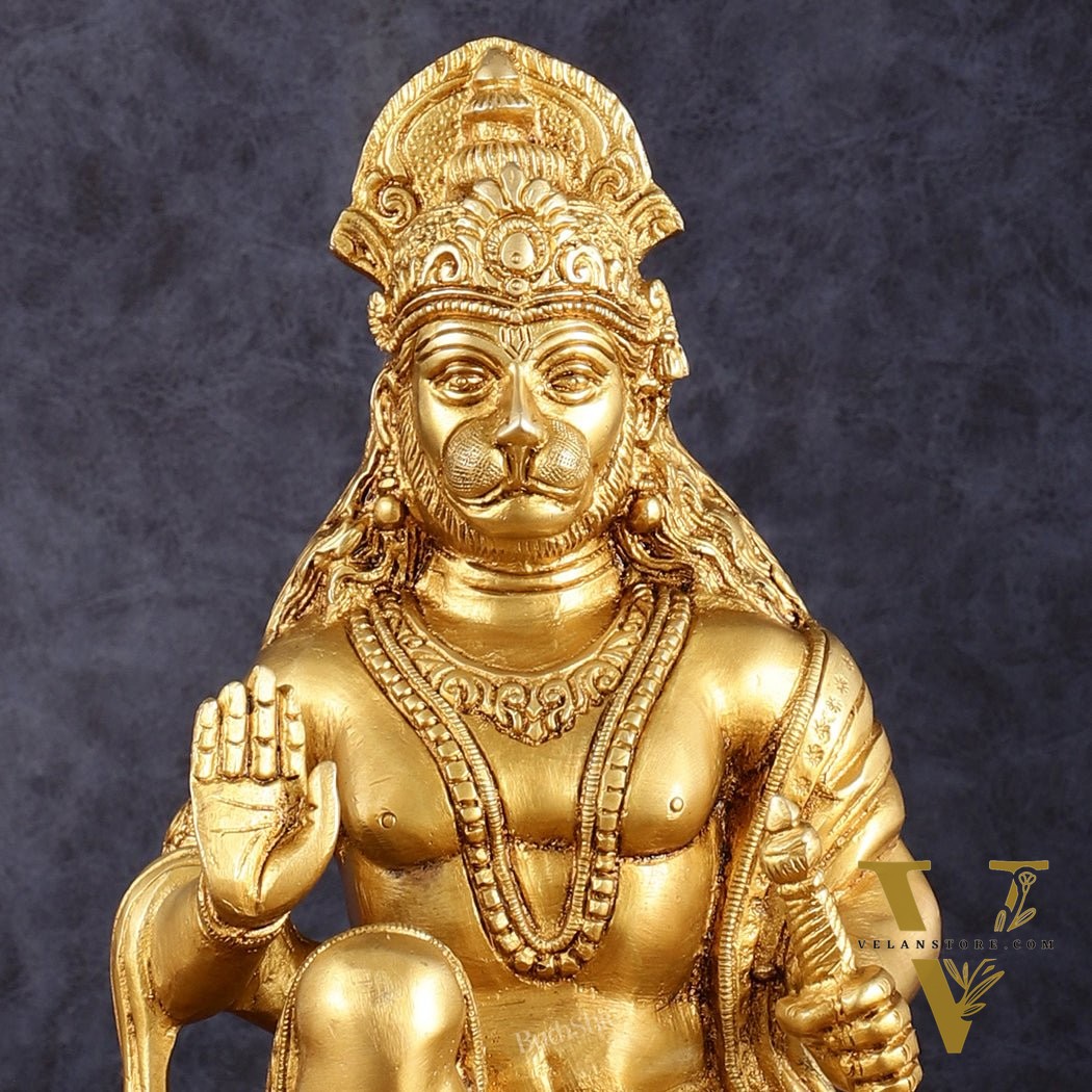 Pure Brass Lord Hanuman idol 9 inch