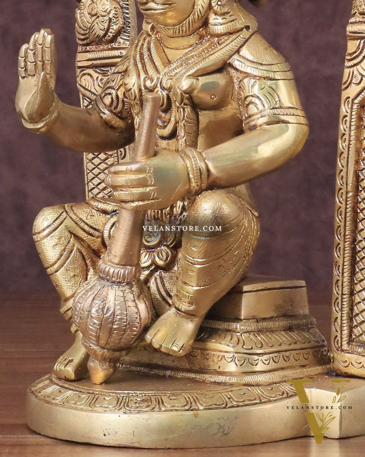 Pure Brass Lord Hanuman Seated on Throne Idol - 8"