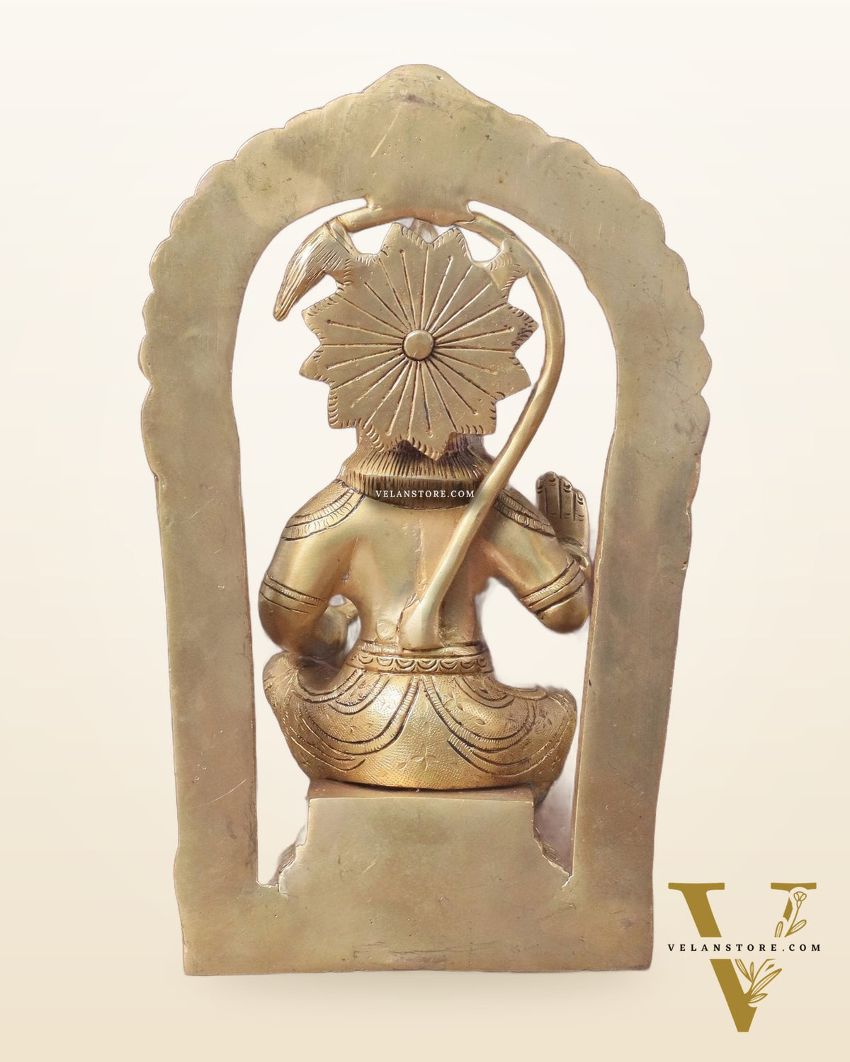 Pure Brass Lord Hanuman Seated on Throne Idol - 8"
