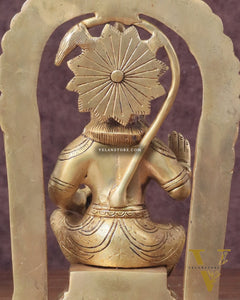 Pure Brass Lord Hanuman Seated on Throne Idol - 8"