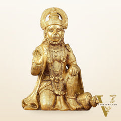 Pure Brass Lord Hanuman Statue - 13.5-Inch
