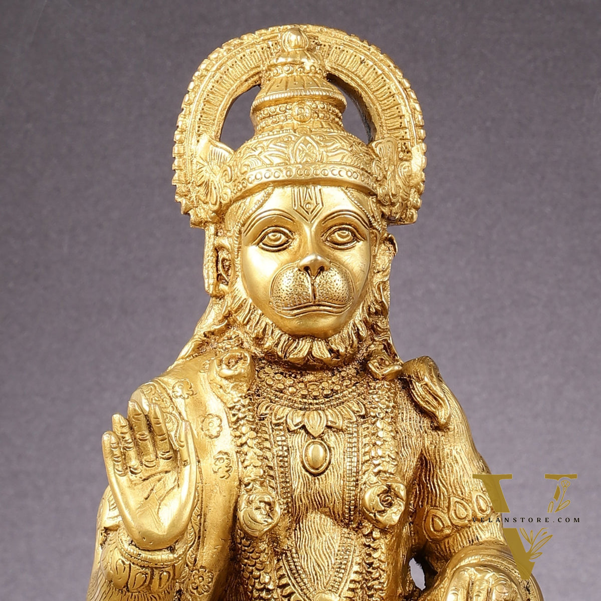 Pure Brass Lord Hanuman Statue - 13.5-Inch