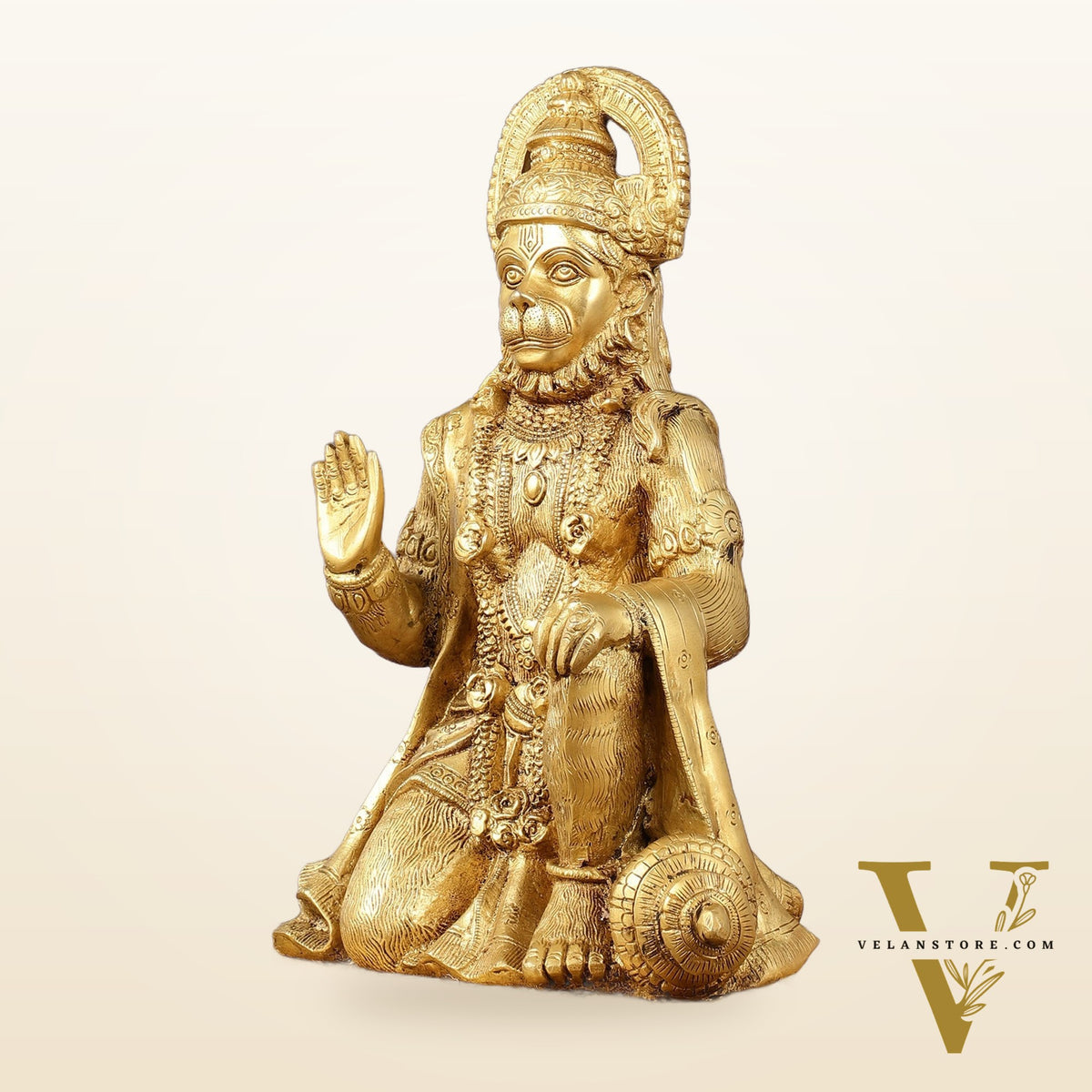 Pure Brass Lord Hanuman Statue - 13.5-Inch