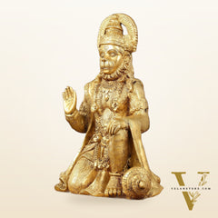 Pure Brass Lord Hanuman Statue - 13.5-Inch