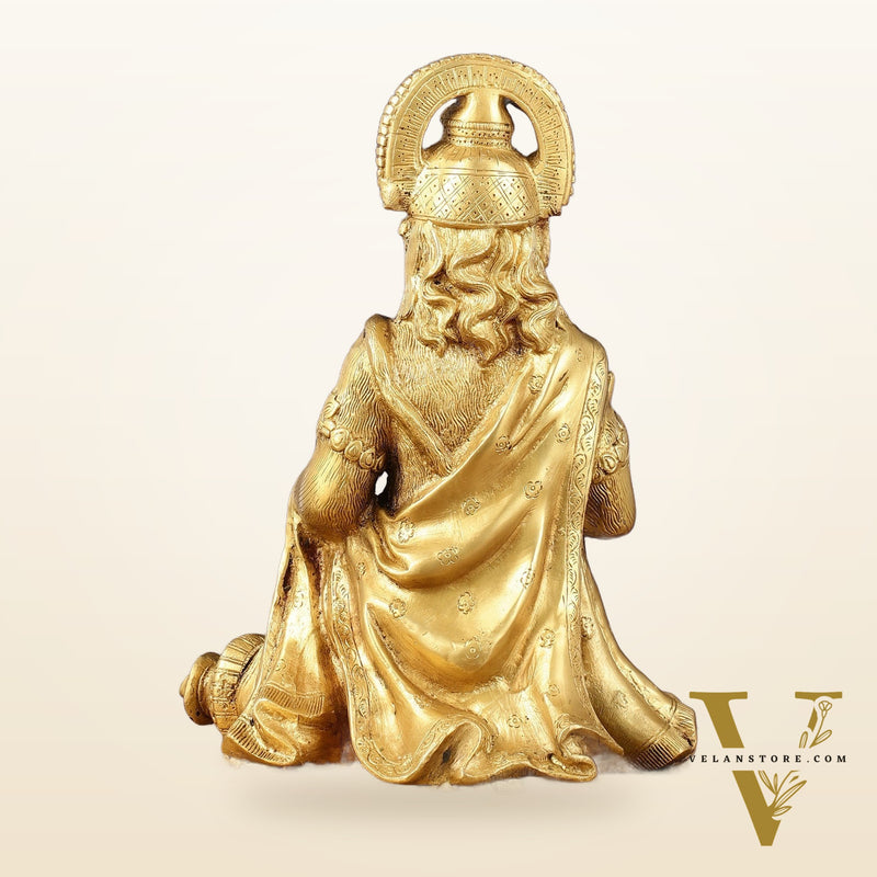 Pure Brass Lord Hanuman Statue - 13.5-Inch