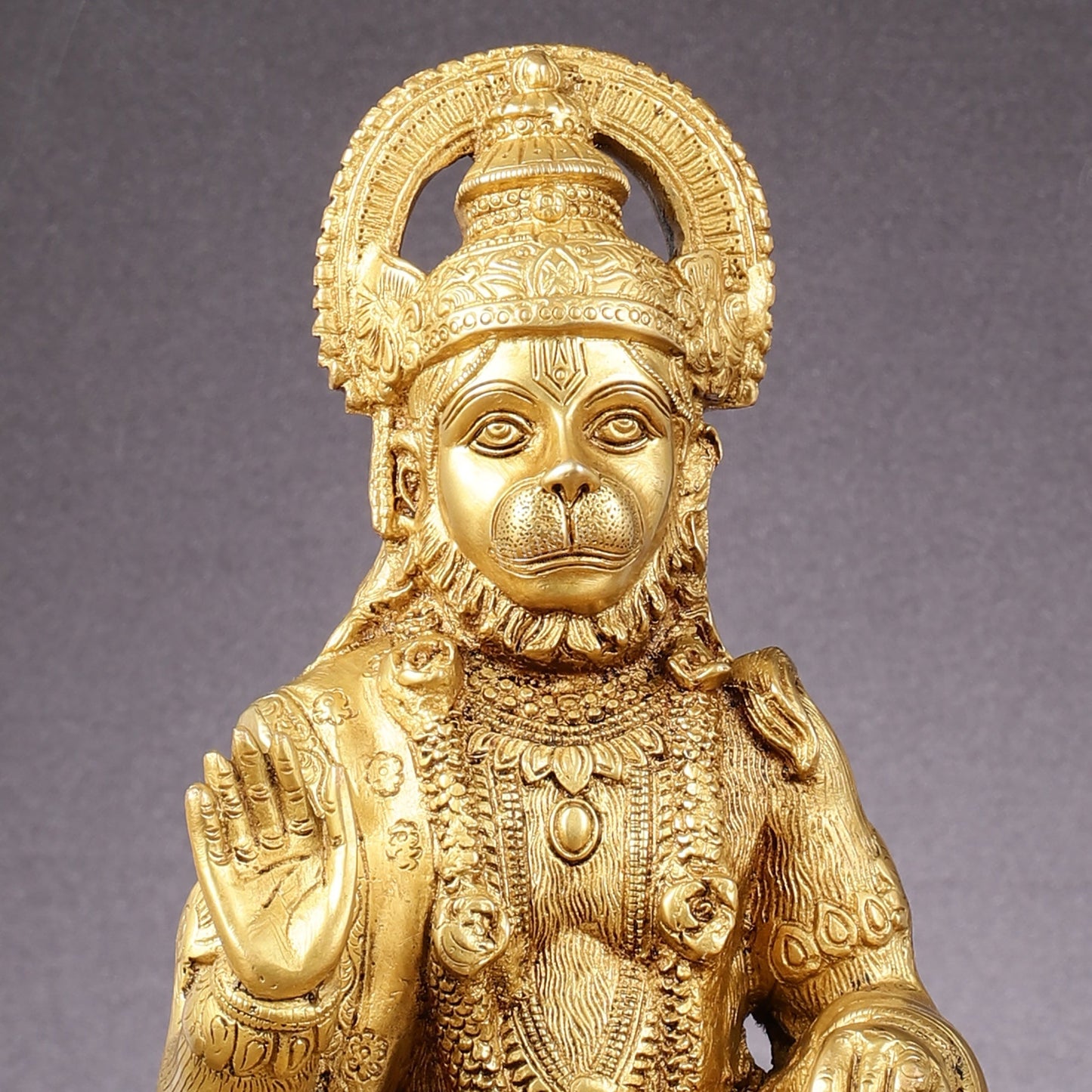 Pure Brass Lord Hanuman Statue - 13.5-Inch
