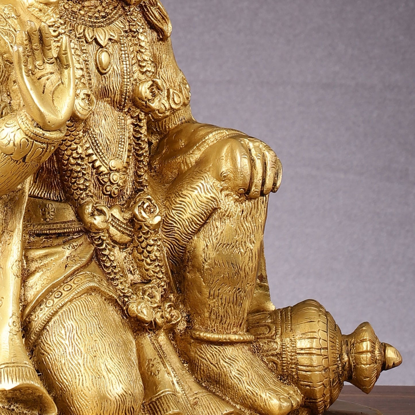 Pure Brass Lord Hanuman Statue - 13.5-Inch