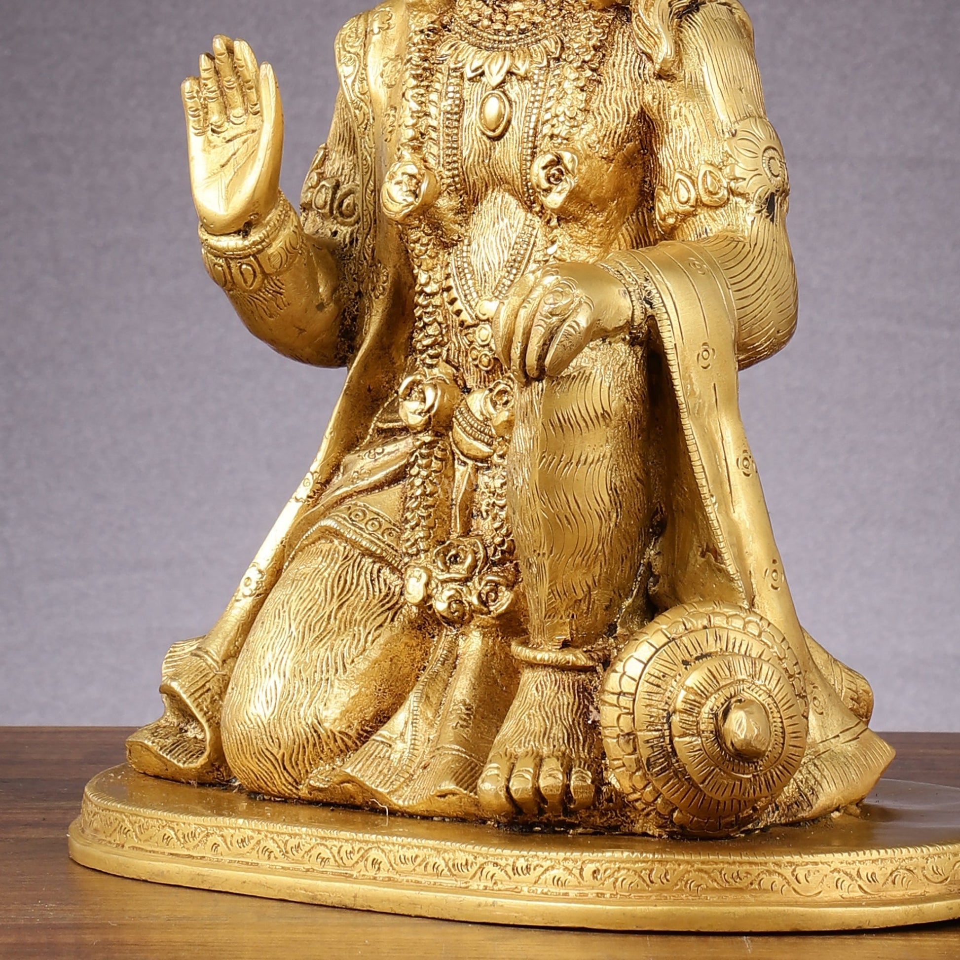 Pure Brass Lord Hanuman Statue - 13.5-Inch