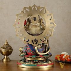 Pure Brass Lord Hanuman Statue - 18 inch with Meenakari