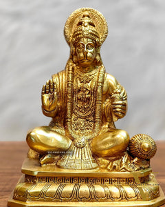 Pure Brass Lord Hanuman Statue - 8.5 inch